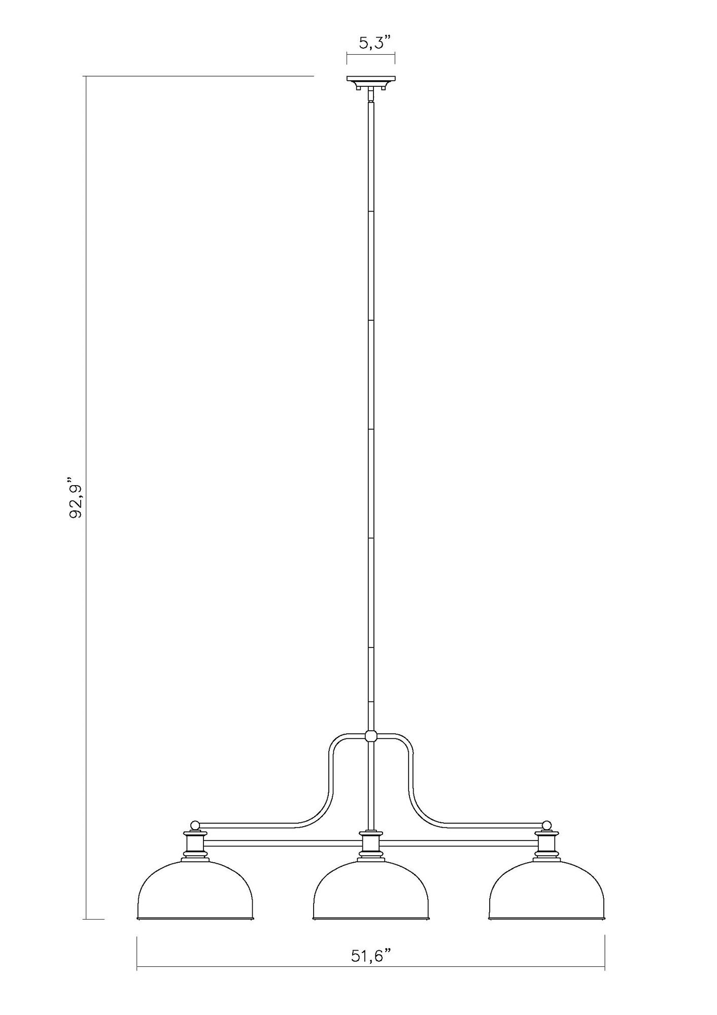 Z-Lite Melange 51 1/4" Wide Matte Black 3-Light Billiard Pendant in scene