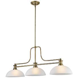 Image1 of Z-Lite Melange 52" Brass and White 3-Dome Billiard or Kitchen Light