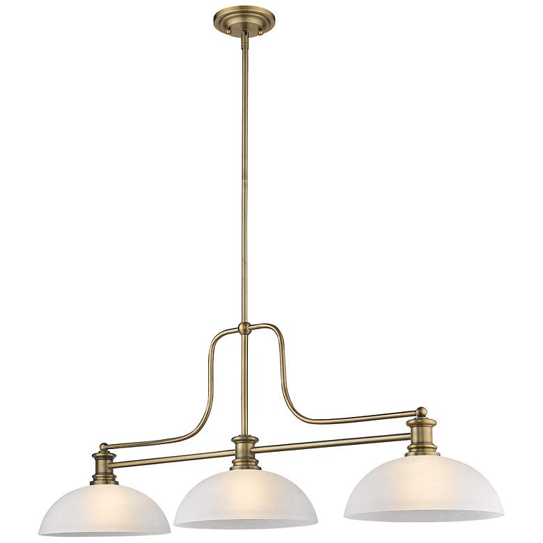 Image 1 Z-Lite Melange 52" Brass and White 3-Dome Billiard or Kitchen Light