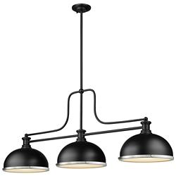 Z-Lite Melange 52" Matte Black 3-Light Billiard or Kitchen Pendant