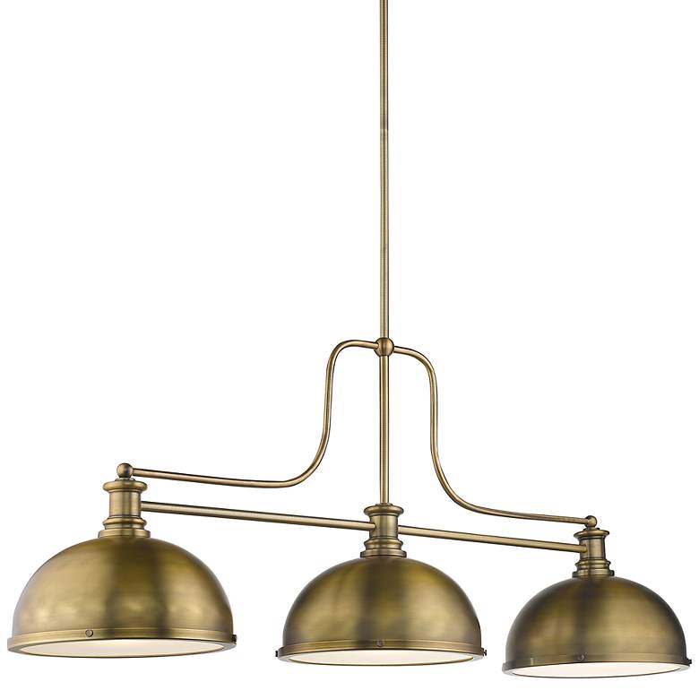 Image 3 Z-Lite Melange 52" Wide Heritage Brass 3-Light Billiard Pendant