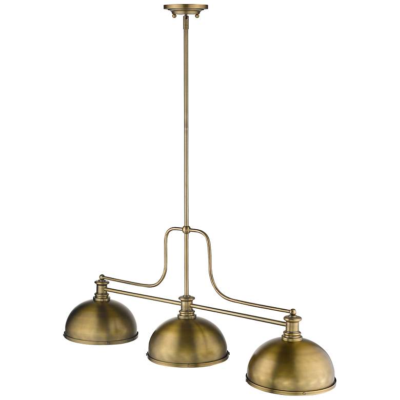 Image 6 Z-Lite Melange 52" Wide Heritage Brass 3-Light Billiard Pendant more views