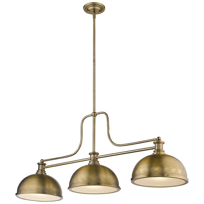 Image 7 Z-Lite Melange 52" Wide Heritage Brass 3-Light Billiard Pendant more views