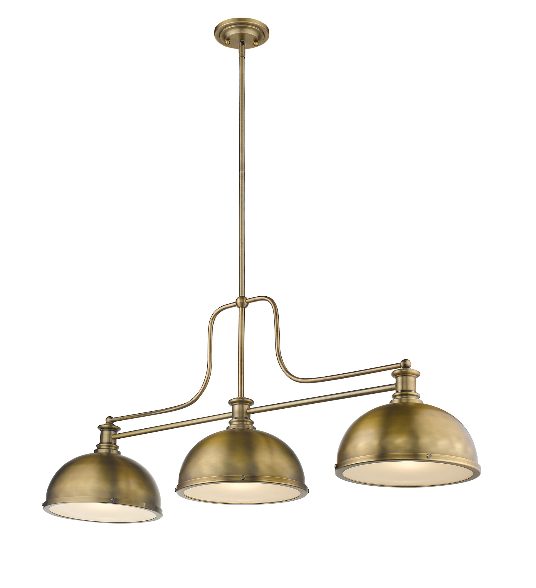 Z-Lite Melange 52" Wide Heritage Brass 3-Light Billiard Pendant in scene