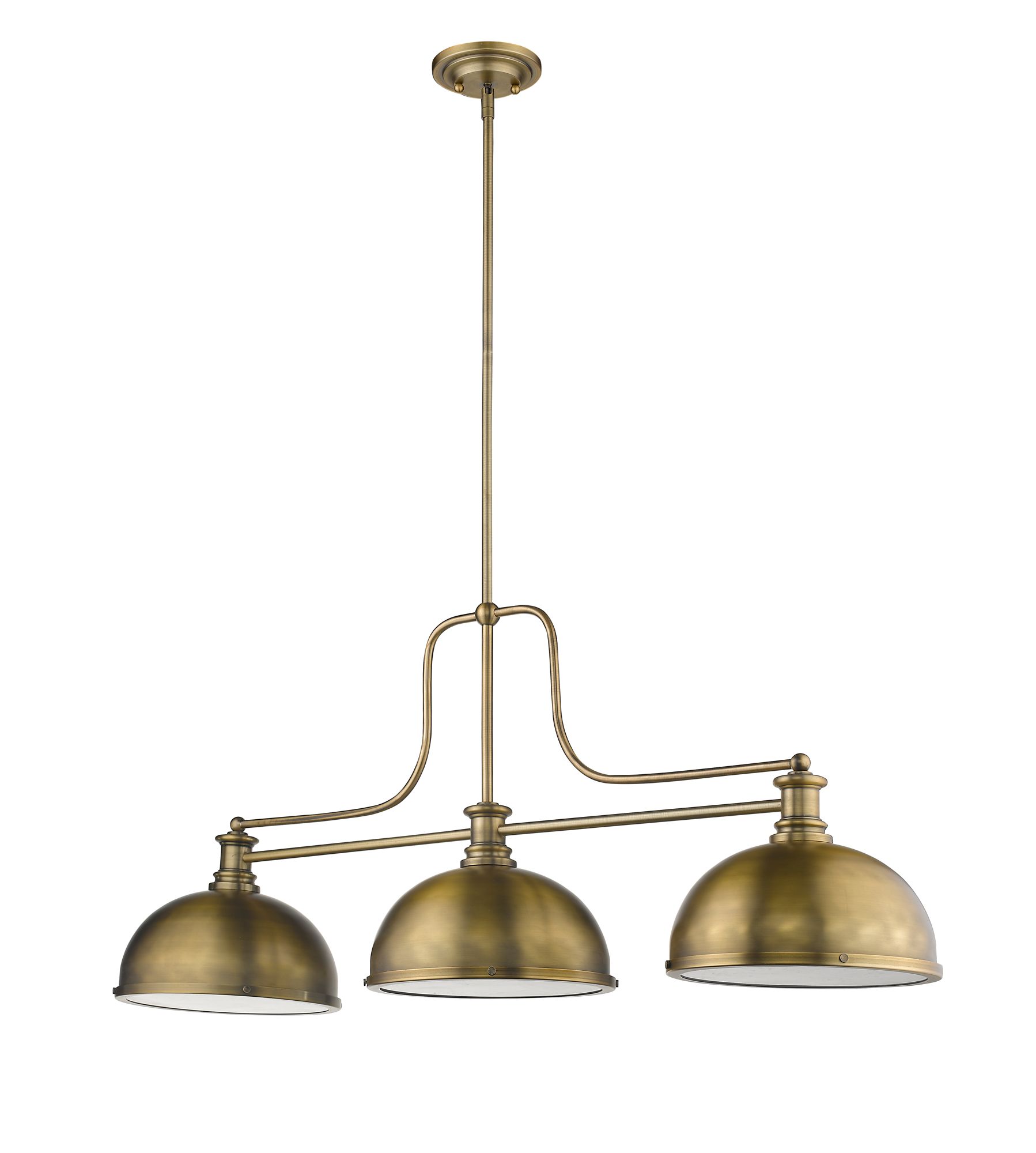 Z-Lite Melange 52" Wide Heritage Brass 3-Light Billiard Pendant in scene