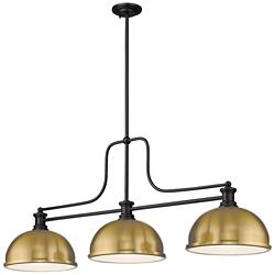 Z-Lite Melange 52" Wide Matte Black 3-Light Island Billiard Light