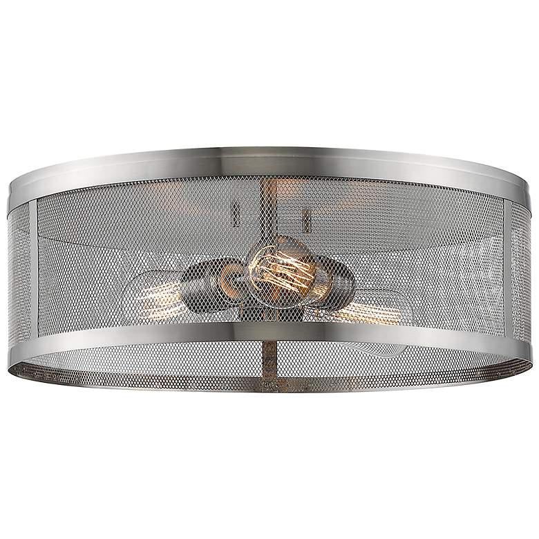 Image 1 Z-Lite Meshsmith 18" Wide Brushed Nickel Drum Ceiling Light