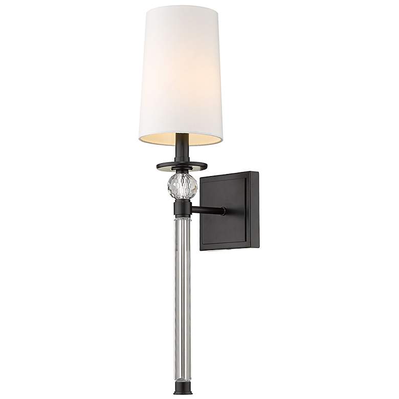Image 1 Z-Lite Mia 25" High Matte Black and Crystal 1-Light Wall Sconce