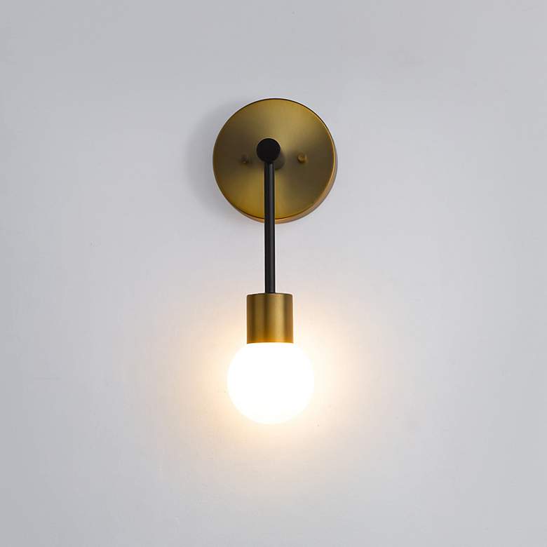 Image 1 Z-Lite Neutra 1 Light Wall Sconce in Matte Black + Foundry Brass