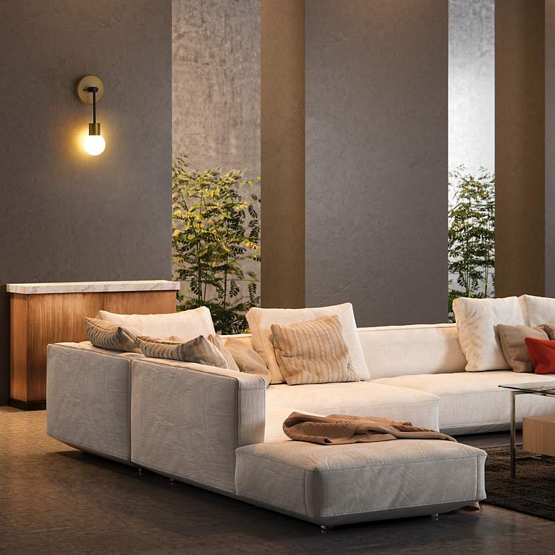 Image 4 Z-Lite Neutra 1 Light Wall Sconce in Matte Black + Foundry Brass more views