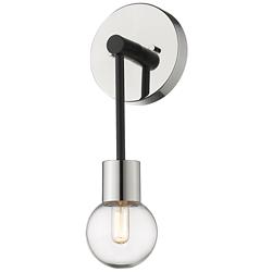 Z-Lite Neutra 1 Light Wall Sconce in Matte Black + Polished Nickel