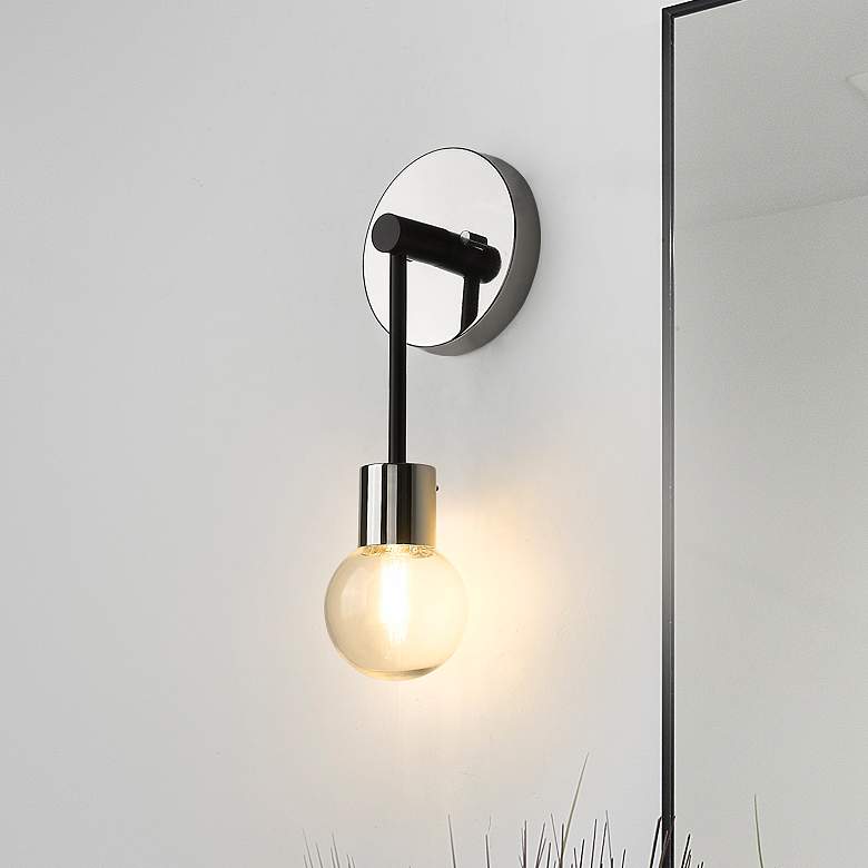 Image 1 Z-Lite Neutra 1 Light Wall Sconce in Matte Black + Polished Nickel