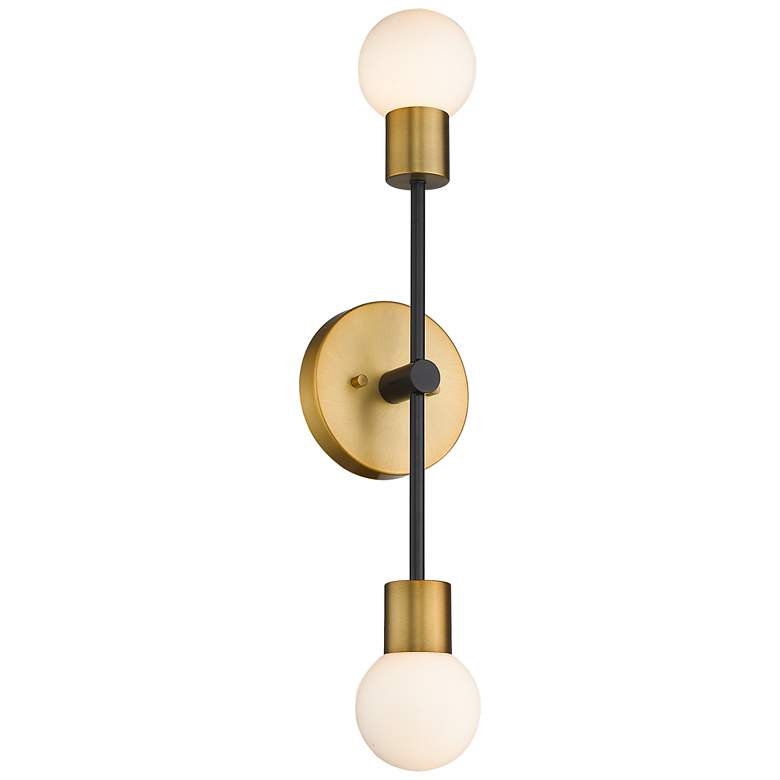 Image 1 Z-Lite Neutra 2 Light Wall Sconce in Matte Black + Foundry Brass