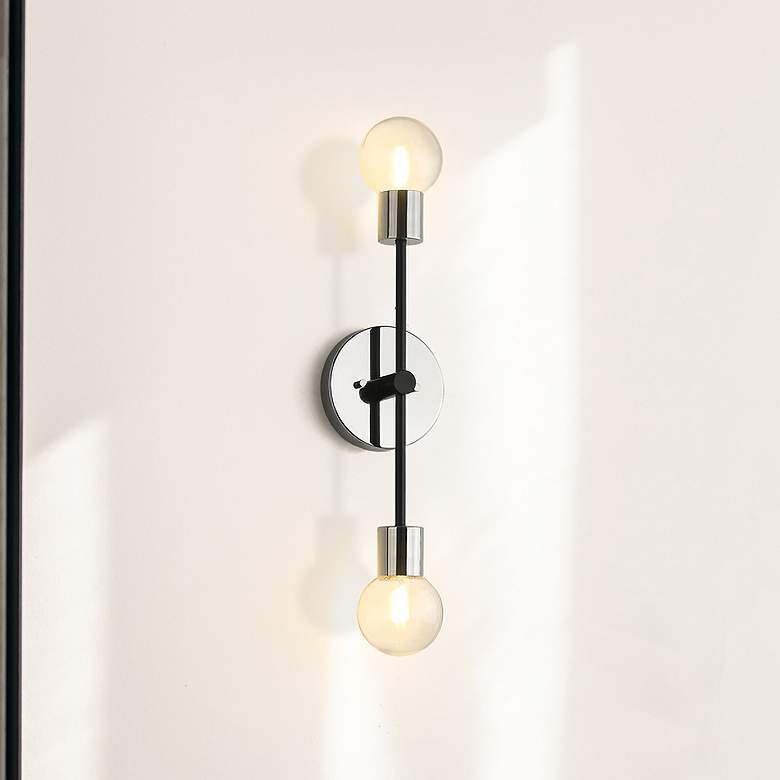 Image 1 Z-Lite Neutra 2 Light Wall Sconce in Matte Black + Polished Nickel