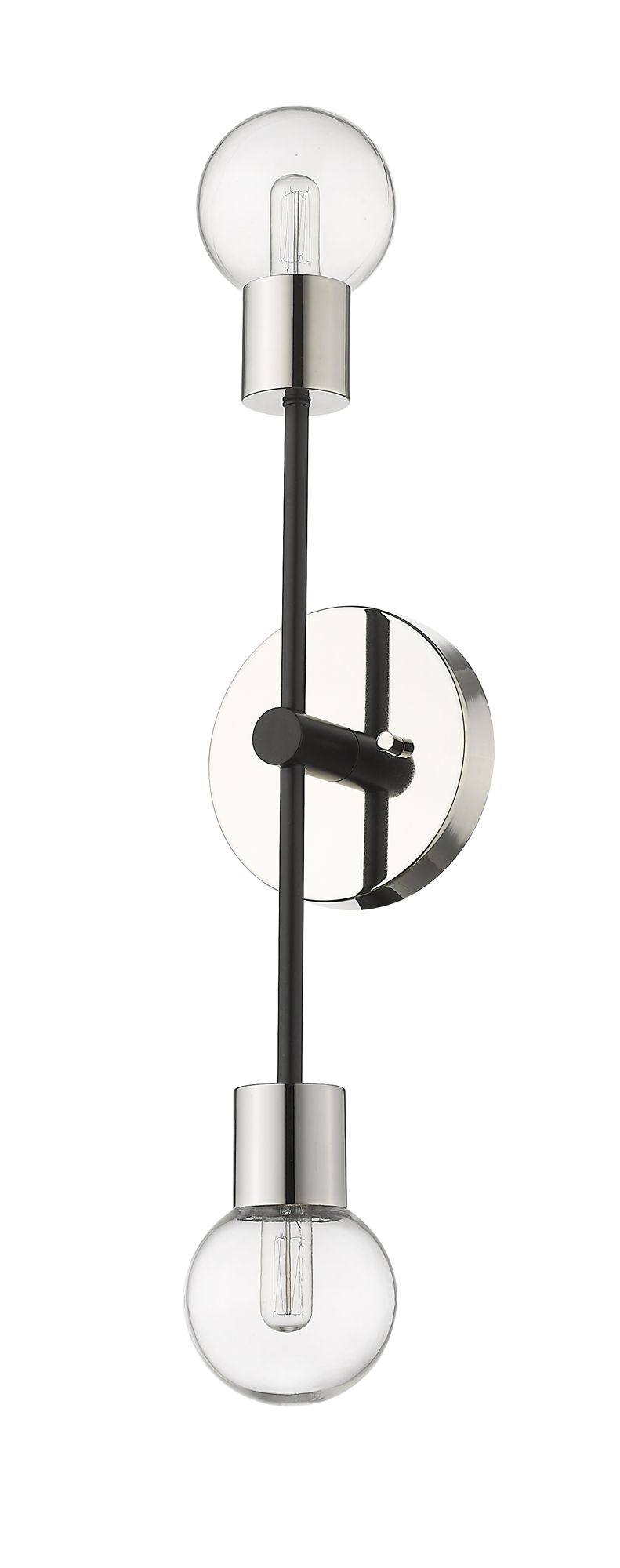 Z-Lite Neutra 2 Light Wall Sconce in Matte Black + Polished Nickel