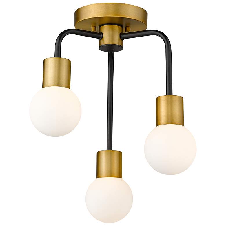 Image 2 Z-Lite Neutra 3 Light Semi Flush Mount in Matte Black + Foundry Brass