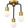 Z-Lite Neutra 3 Light Semi Flush Mount in Matte Black + Foundry Brass