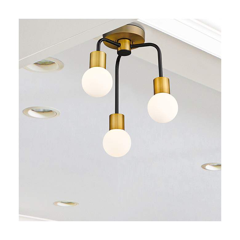 Image 1 Z-Lite Neutra 3 Light Semi Flush Mount in Matte Black + Foundry Brass