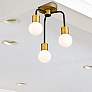 1_Z-Lite Neutra 3 Light Semi Flush Mount in Matte Black + Foundry Brass