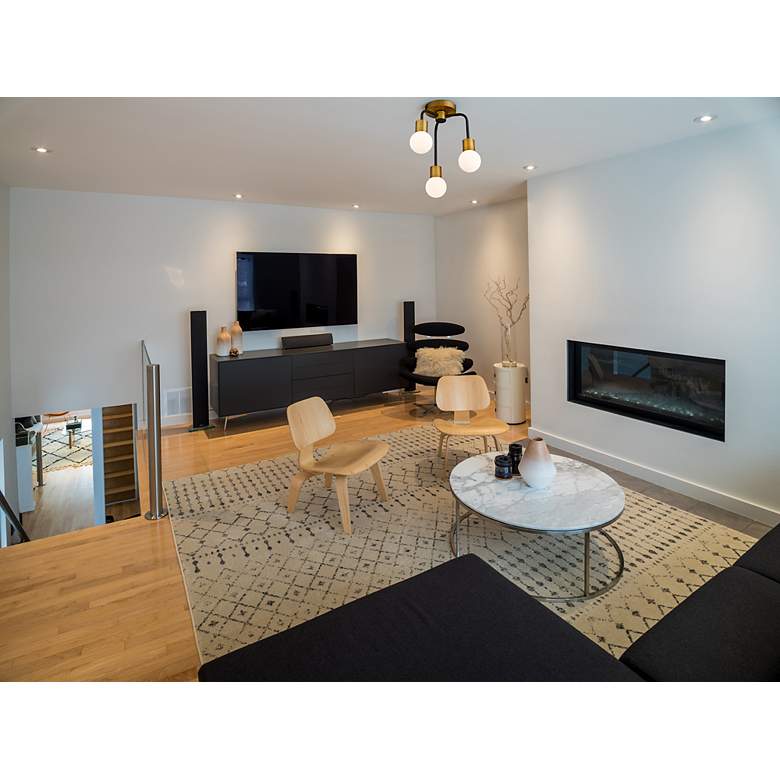 Image 3 Z-Lite Neutra 3 Light Semi Flush Mount in Matte Black + Foundry Brass more views