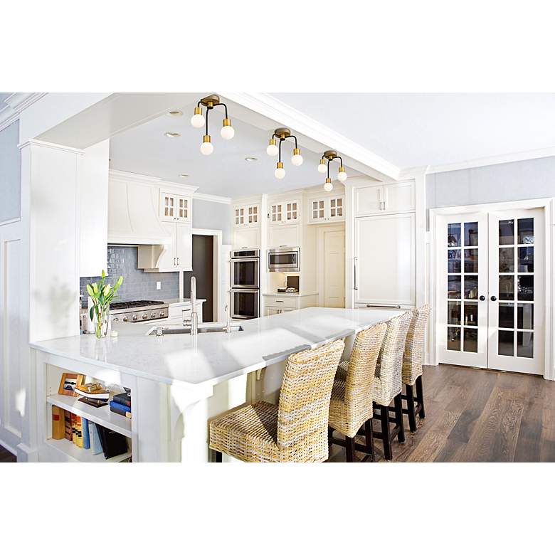 Image 4 Z-Lite Neutra 3 Light Semi Flush Mount in Matte Black + Foundry Brass more views