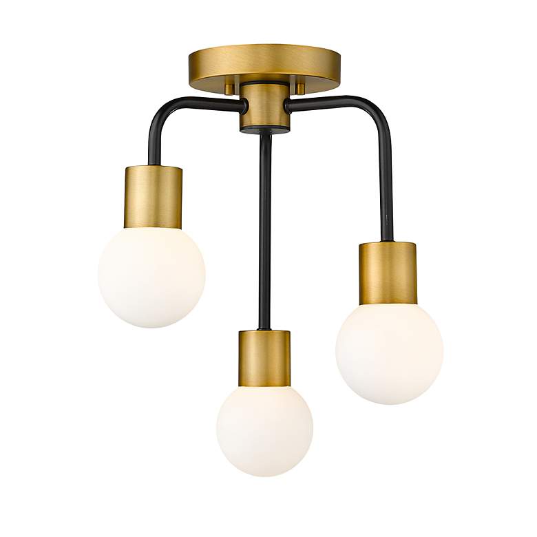 Image 5 Z-Lite Neutra 3 Light Semi Flush Mount in Matte Black + Foundry Brass more views