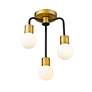 6_Z-Lite Neutra 3 Light Semi Flush Mount in Matte Black + Foundry Brass more views