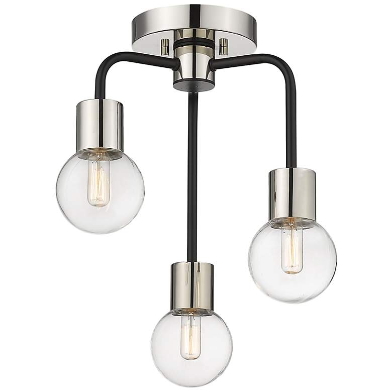 Image 1 Z-Lite Neutra 3 Light Semi Flush Mount in Matte Black + Polished Nickel