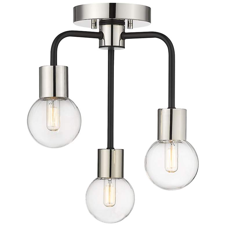Image 5 Z-Lite Neutra 3 Light Semi Flush Mount in Matte Black + Polished Nickel more views