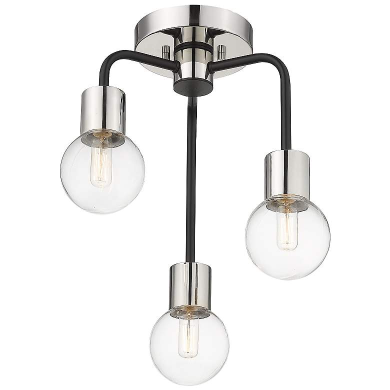 Image 6 Z-Lite Neutra 3 Light Semi Flush Mount in Matte Black + Polished Nickel more views