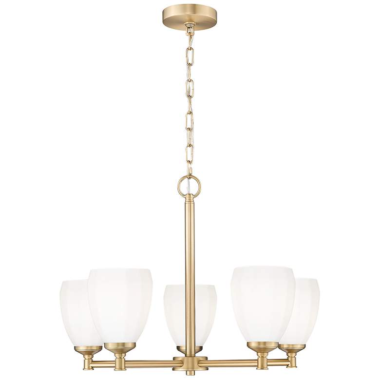 Image 1 Z-Lite Oren 25" Wide Modern Gold White Glass 5-Light Chandelier