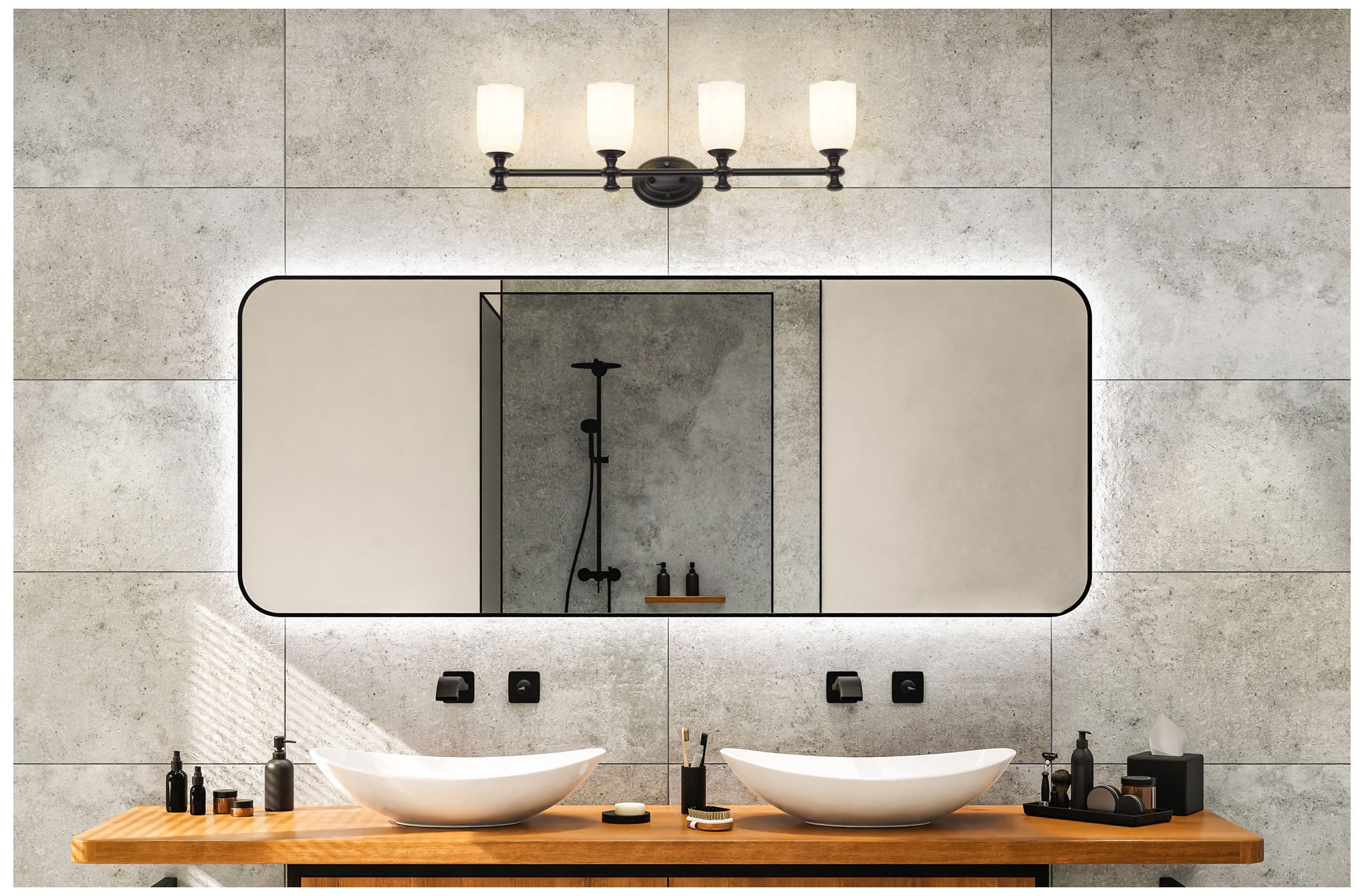 Image 4 Z-Lite Orion 31 1/4" Wide Matte Black 4-Light Bath Light more views