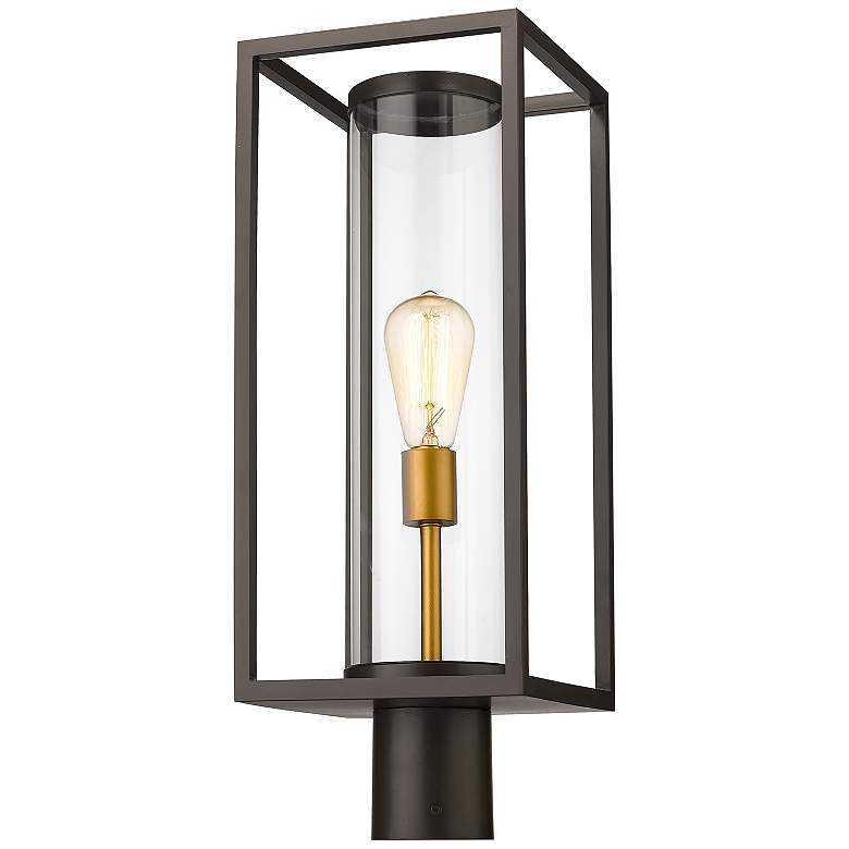 Image 1 Z-Lite Outdoor Post Mount Fixture in Deep Bronze + Outdoor Brass Finish