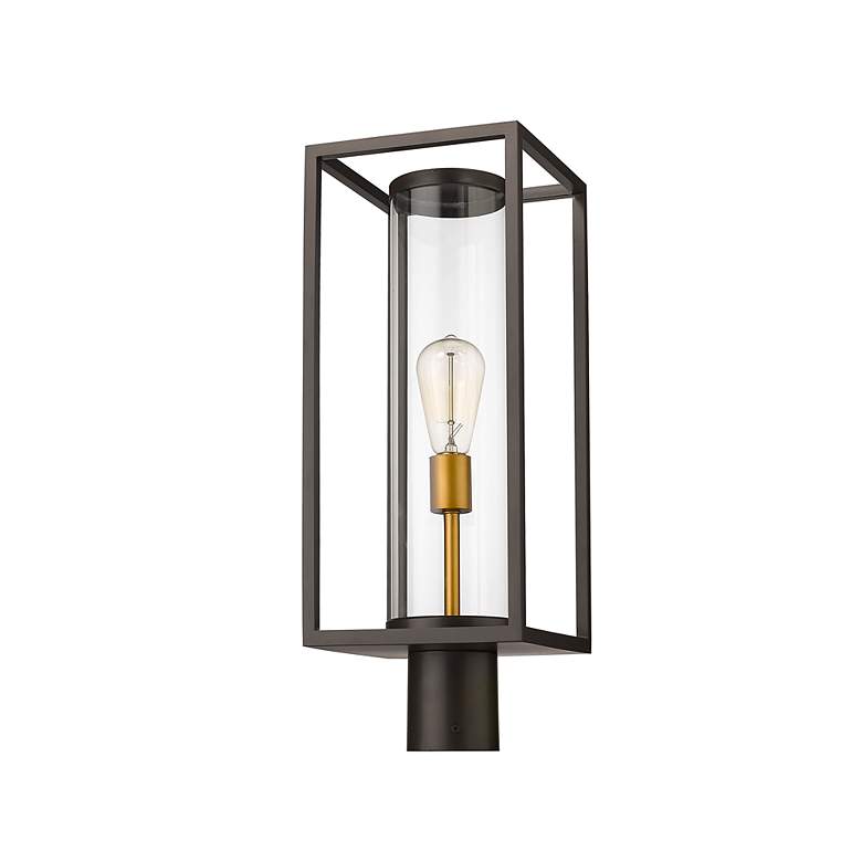 Image 4 Z-Lite Outdoor Post Mount Fixture in Deep Bronze + Outdoor Brass Finish more views