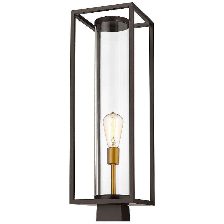 Image 1 Z-Lite Outdoor Post Mount Fixture in Deep Bronze + Outdoor Brass Finish