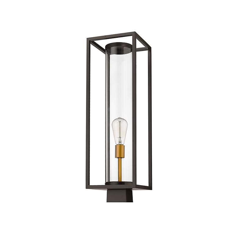 Image 5 Z-Lite Outdoor Post Mount Fixture in Deep Bronze + Outdoor Brass Finish more views
