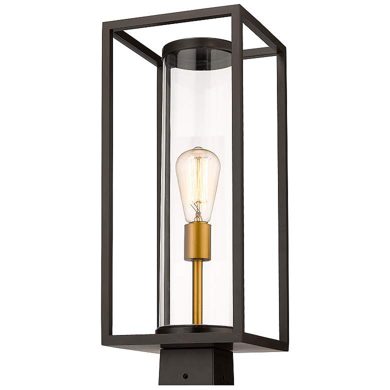 Image 1 Z-Lite Outdoor Post Mount Fixture in Deep Bronze + Outdoor Brass Finish