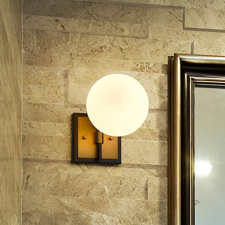 Image 1 Z-Lite Parsons 1 Light Wall Sconce in Matte Black + Olde Brass
