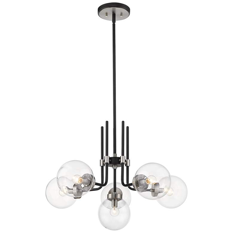 Image 2 Z-Lite Parsons 27 inch Wide Black and Nickel 6-Globe Light Chandelier