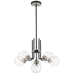 Z-Lite Parsons 27" Wide Black and Nickel 6-Globe Light Chandelier