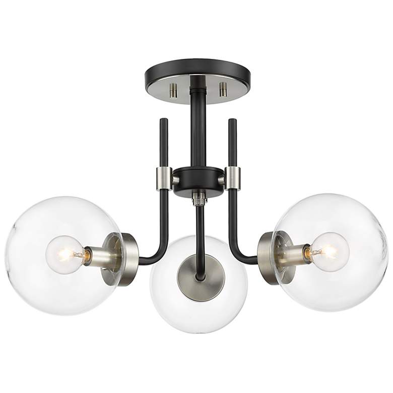 Image 1 Z-Lite Parsons 3 Light Semi Flush Mount in Matte Black + Brushed Nickel