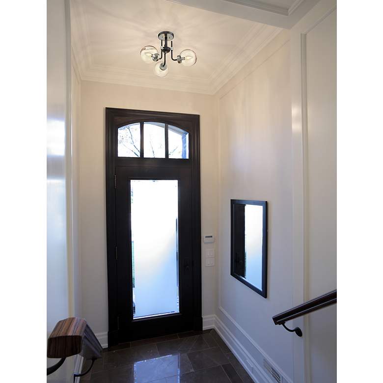 Image 3 Z-Lite Parsons 3 Light Semi Flush Mount in Matte Black + Brushed Nickel more views