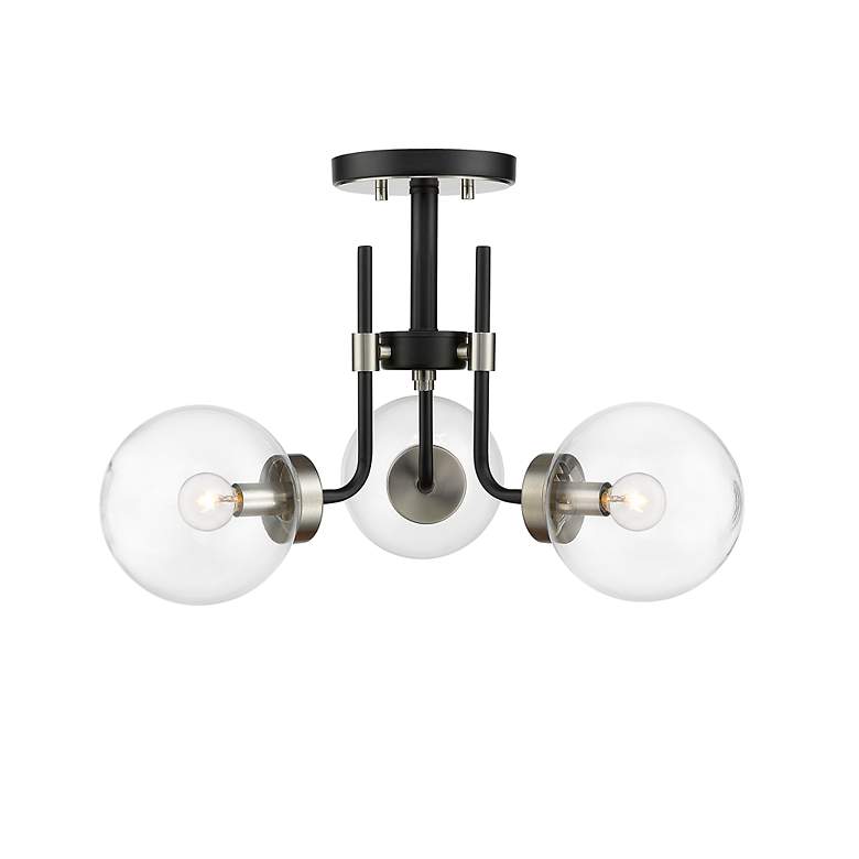 Image 4 Z-Lite Parsons 3 Light Semi Flush Mount in Matte Black + Brushed Nickel more views