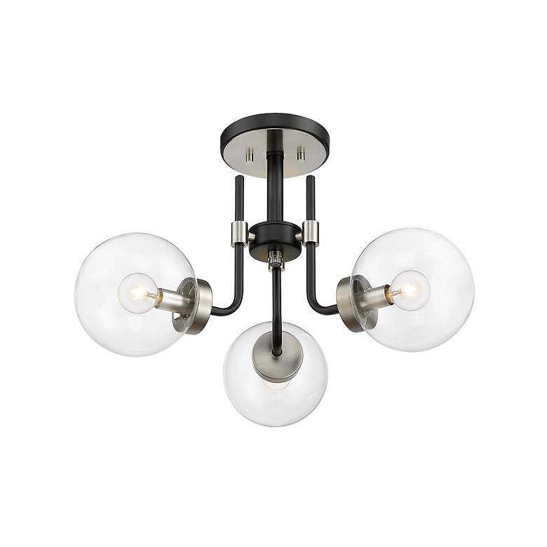 Image 5 Z-Lite Parsons 3 Light Semi Flush Mount in Matte Black + Brushed Nickel more views