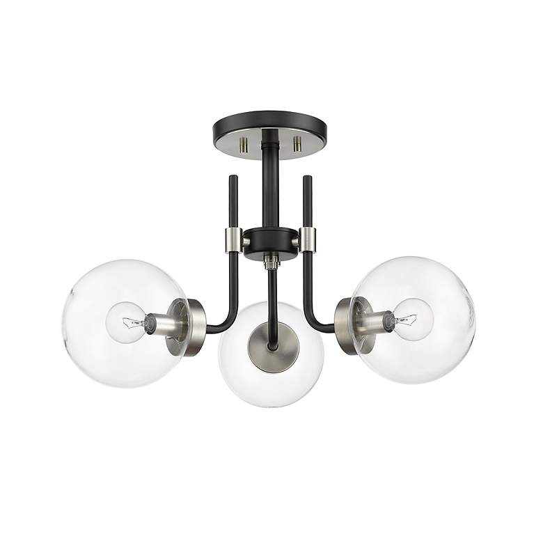 Image 7 Z-Lite Parsons 3 Light Semi Flush Mount in Matte Black + Brushed Nickel more views