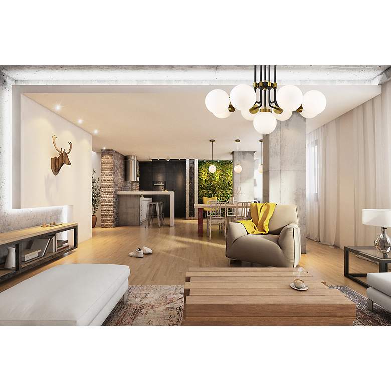 Image 6 Z-Lite Parsons 32" Wide 9-Light Black and Brass Modern Chandelier more views
