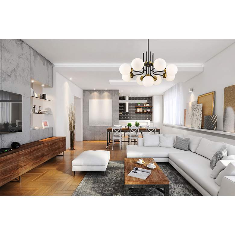 Image 7 Z-Lite Parsons 32" Wide 9-Light Black and Brass Modern Chandelier more views
