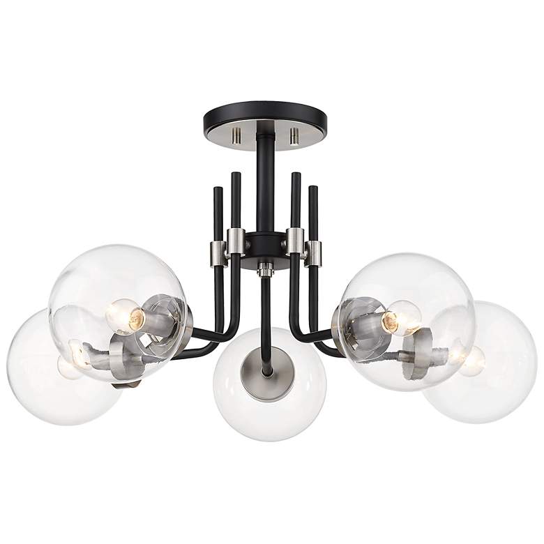 Image 1 Z-Lite Parsons 5 Light Semi Flush Mount in Matte Black + Brushed Nickel