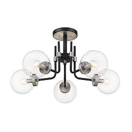 Image5 of Z-Lite Parsons 5 Light Semi Flush Mount in Matte Black + Brushed Nickel more views