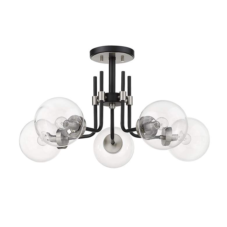 Image 7 Z-Lite Parsons 5 Light Semi Flush Mount in Matte Black + Brushed Nickel more views